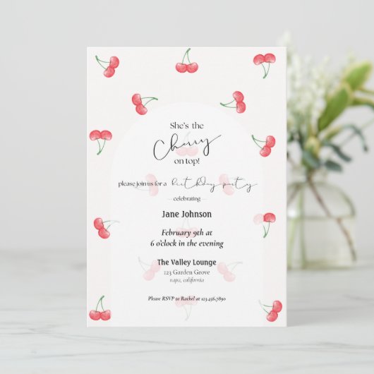 Invitation d'anniversaire Cherry On Top (Debout devant)