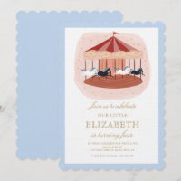 Invitation d'anniversaire Cheval de carrousel vint