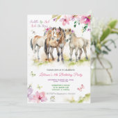 Invitation d'anniversaire Cheval Rose Violet (Debout devant)