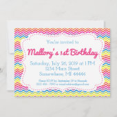 Invitation d'anniversaire Chevron Rainbow (Devant)