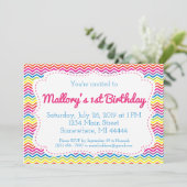 Invitation d'anniversaire Chevron Rainbow (Debout devant)