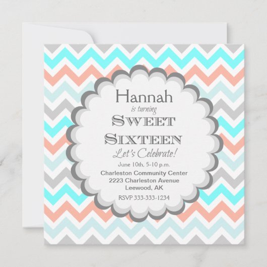 Invitation d'anniversaire Chevron Sweet sixteen (Devant)