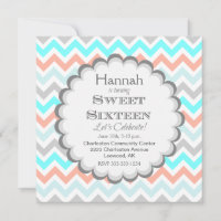 Invitation d'anniversaire Chevron Sweet sixteen
