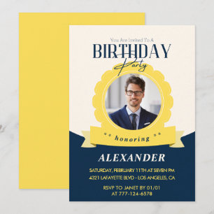 Invitation d'anniversaire chic 46e anniversaire Mo