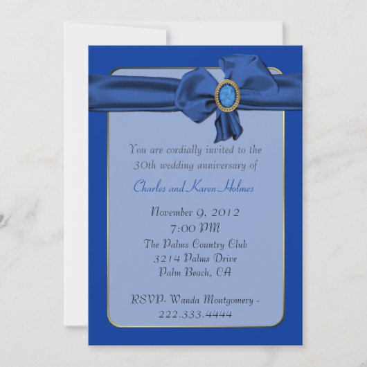 Invitation d'anniversaire chic bleu (Devant)