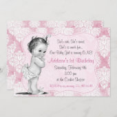 Invitation d'anniversaire Chic Damask pour la peti (Devant / Derrière)