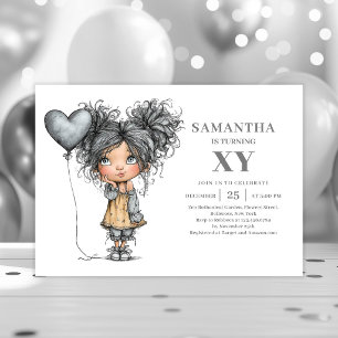 Invitation d'anniversaire chic fille drôle excentr