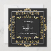 Invitation d'anniversaire chic glamour or (Devant)