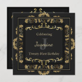 Invitation d'anniversaire chic glamour or (Devant / Derrière)