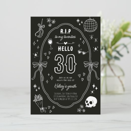 Invitation d'anniversaire Chic Gothique pour mes 2 (Debout devant)