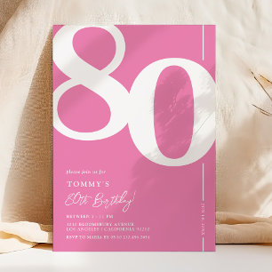 Invitation d'anniversaire chic rose pour 80 ans