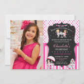 Invitation d'anniversaire chic rose pour une fille (Devant)