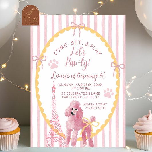 Invitation d'anniversaire Chien Caniche Français R