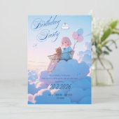 Invitation d'anniversaire Ciel Pastel Mignon (Debout devant)