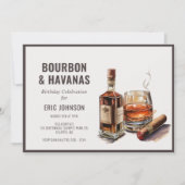 Invitation d'anniversaire cigare Bourbon (Devant)