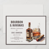 Invitation d'anniversaire cigare Bourbon (Devant / Derrière)