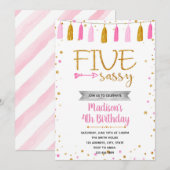 Invitation d'anniversaire CINQ et impertinente (Devant / Derrière)