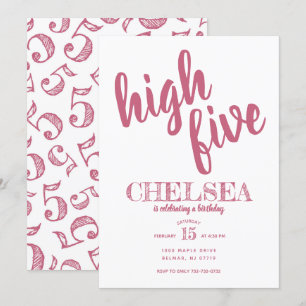 Invitation d'anniversaire Cinquième High Five Rose