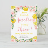 Invitation d'anniversaire citron, 3e anniversaire (Debout devant)