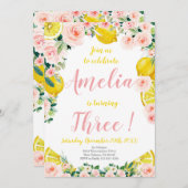 Invitation d'anniversaire citron, 3e anniversaire (Devant / Derrière)