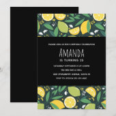 Invitation d'anniversaire Citron Jaune et Lime Ver (Devant / Derrière)