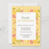 Invitation d'anniversaire Citrons Aquarelle Orange (Devant)