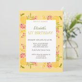Invitation d'anniversaire Citrons Aquarelle Orange (Debout devant)