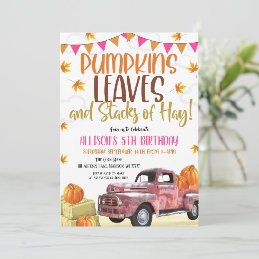 Invitation d'anniversaire citrouille (Debout devant)