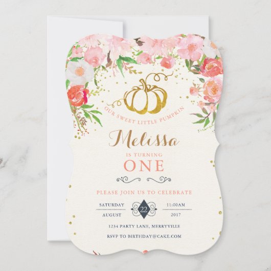 Invitation d'anniversaire citrouille (Devant)