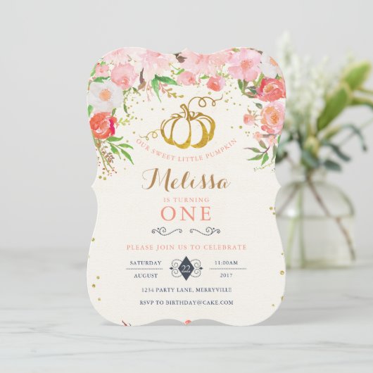 Invitation d'anniversaire citrouille (Debout devant)