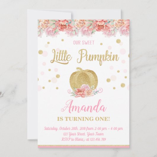 Invitation d'anniversaire Citrouille (Devant)