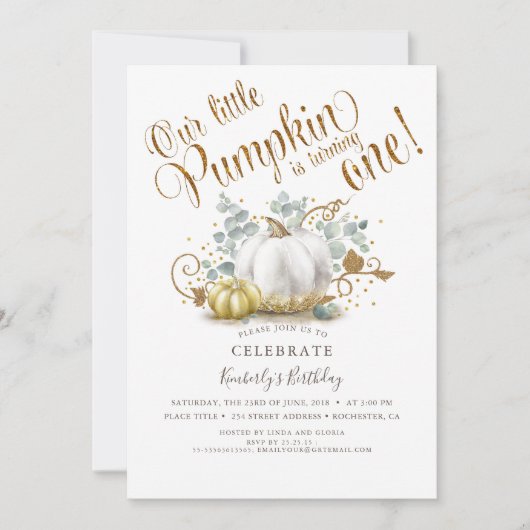 Invitation d'anniversaire citrouille automne autom (Devant)