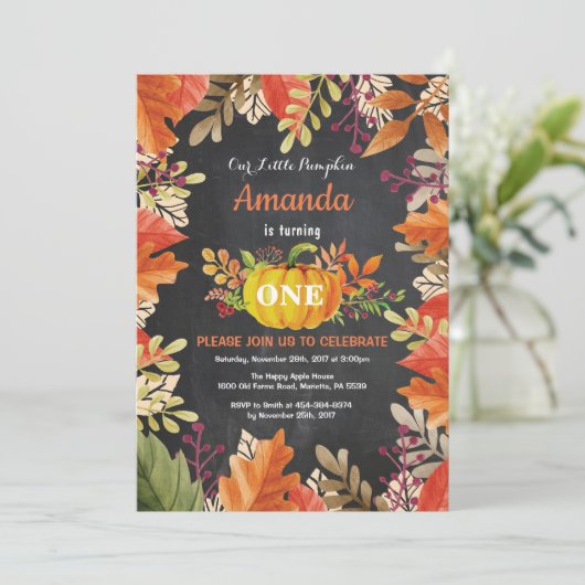 Invitation d'anniversaire Citrouille Fall (Debout devant)