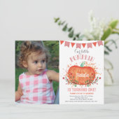 Invitation d'anniversaire Citrouille fille orange (Debout devant)
