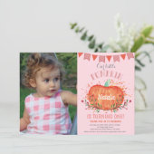 Invitation d'anniversaire Citrouille fille orange (Debout devant)