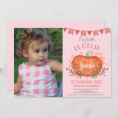 Invitation d'anniversaire Citrouille fille orange (Devant / Derrière)