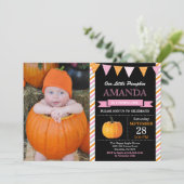 Invitation d'anniversaire Citrouille fille orange (Debout devant)