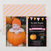 Invitation d'anniversaire Citrouille fille orange (Devant / Derrière)