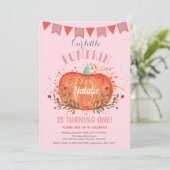 Invitation d'anniversaire Citrouille fille orange (Debout devant)