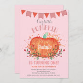 Invitation d'anniversaire Citrouille fille orange (Devant / Derrière)