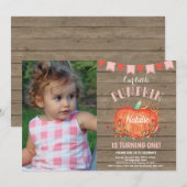 Invitation d'anniversaire citrouille fille rustiqu (Devant / Derrière)