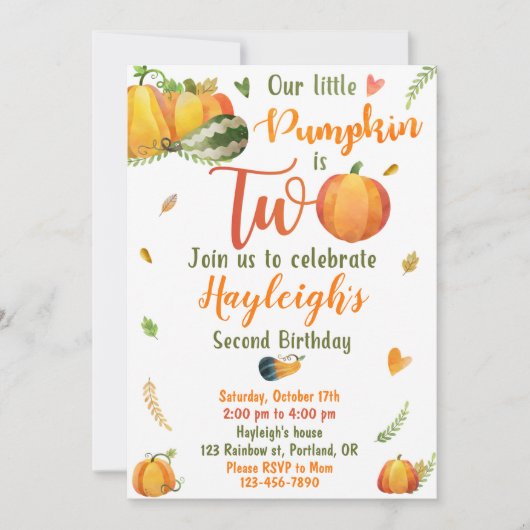 Invitation d'anniversaire citrouille Invitation d' (Devant)