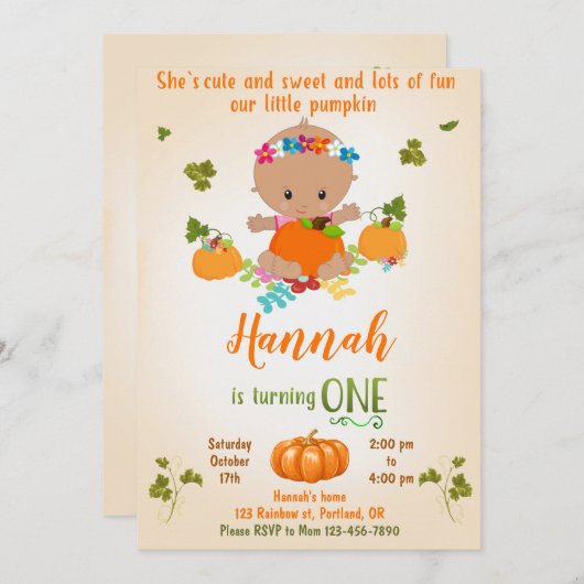 Invitation d'anniversaire citrouille Invitation d' (Devant / Derrière)