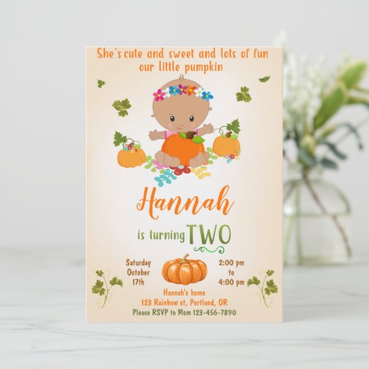 Invitation d'anniversaire citrouille Invitation d' (Debout devant)