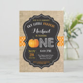 Invitation d'anniversaire Citrouille Orange Burlap (Debout devant)