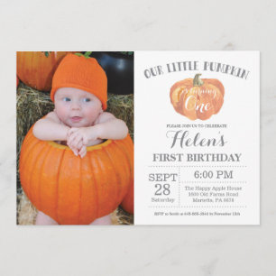 Invitation d'anniversaire Citrouille Orange et Gar