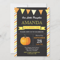 Invitation d'anniversaire Citrouille Orange et Jau