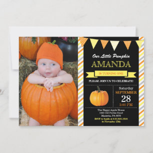 Invitation d'anniversaire Citrouille Orange et Jau