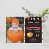 Invitation d'anniversaire Citrouille Orange et Rou (Debout devant)