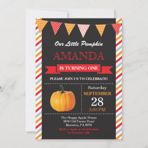 Invitation d'anniversaire Citrouille Orange et Rou